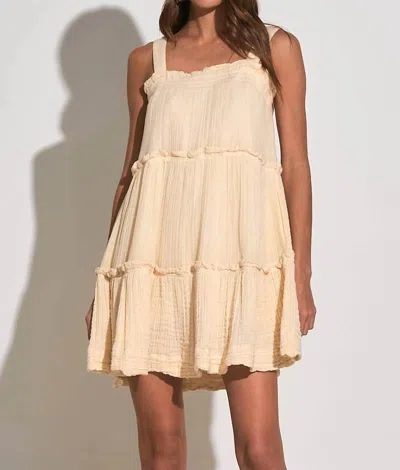 Elan Mini Tank Ruffle Summer Dress In Ivory In Beige