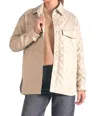 Elan Faux Leather Quilted Jacket In Stone In White