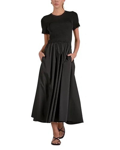 Elan Mixed Media Dress In Black