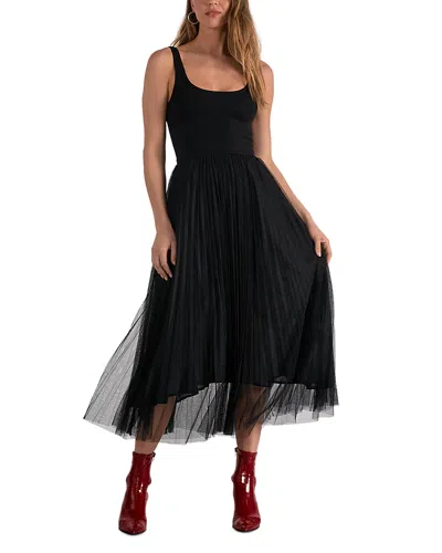 Elan Mixed Media Dress In Black