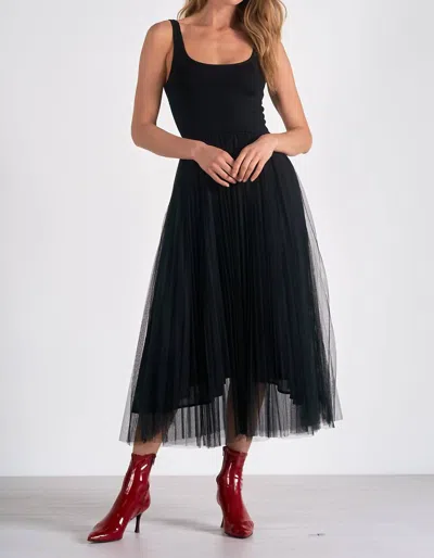 Elan Mixed Media Dress In Black