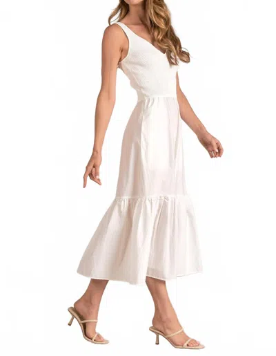 Elan Mixed Media Dress In Off White