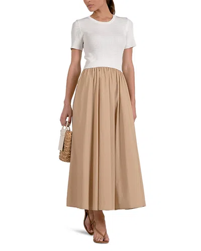 Elan Mixed Media Dress In Brown