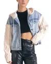 Elan Jade Denim Sweater Jacket In Denim White In Denim White