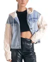Elan Jade Denim Sweater Jacket In Denim White In Multi