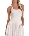 Elan Mixed Media Eyelet Ribbed Maxi Dress In White In Multi