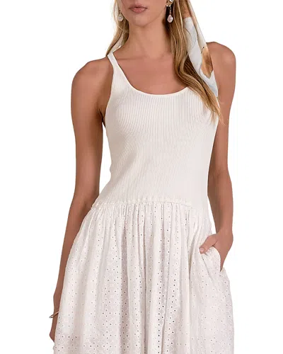 Elan Mixed Media Maxi Dress In White