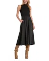 Elan Mixed Media Midi Dress In Black