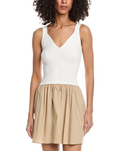 Elan Mixed Media Mini Dress In White