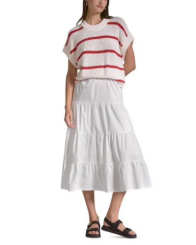 Elan Mixed Media Sweater Midi Dress In White