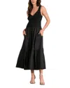 Elan Mixed Media Tank Maxi Dress In Black
