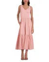Elan Mixed Media Tank Maxi Dress In Melon