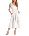 Elan Mixed Media Tank Maxi Dress In Sand White