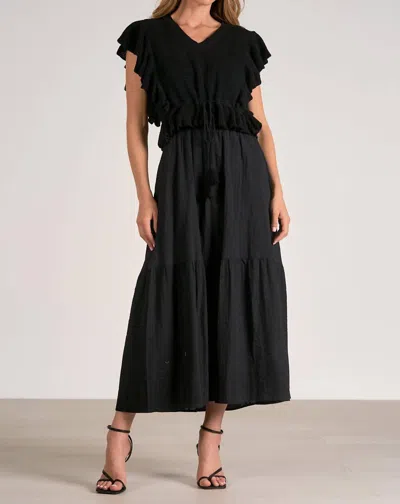 Elan Mixed Yarn Dress In Black