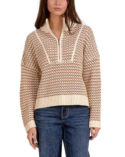 Elan Mock Neck Cropped Drop Shoulder Sweater In Neutral