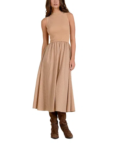 Elan Mock Neck Sleeveless Dress In Neutral