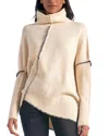 Elan Womens Asymmetric Whipstitch Pullover Sweater In Neutral