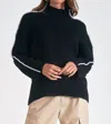 Elan Mock Neck Trimmed Sweater In Black In Black