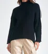 Elan Whipstitch Sleeve High Neck Sweater In Black In Black