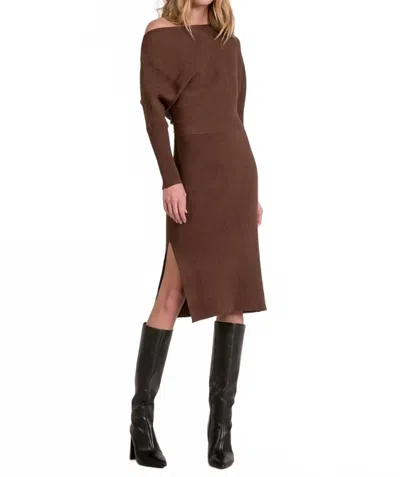 Elan Montana Sweater Midi Dress In Chocolate Brown