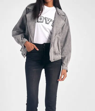 Elan Moto Denim Jacket In Black