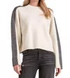 Elan Marla Color Block Sweater In Cream And Grey In Gray