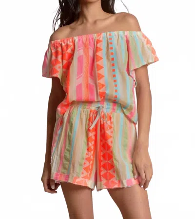 Elan Neon Aztec Shorts In Pink In Multi