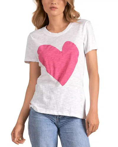 Elan Next To You Short Sleeve Crewneck Tee With Heart In White