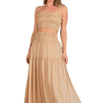 Elan Nikki Crop Top In Taupe In Beige