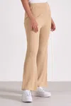 Elan Drawstring Waffle Flare Pant In Tan In Multi