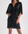Elan Liquid Metal Dolman Sleeve Dress In Black In Black
