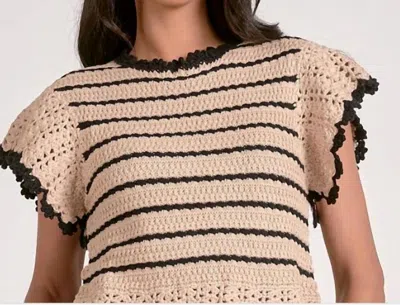 Elan Nina Sweater Top In Tan In Multi