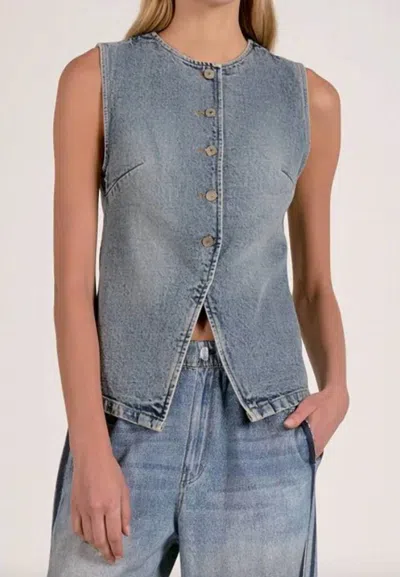 Elan No Fear Sleeveless Vest In Washed Denim In Blue