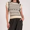 Elan Flutter Sleeve Knit Tank Sweater In Off White