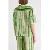 Elan Notched Collar Short Sleeve Button-up Shirt In Green Antigua Print