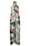Elan O-ring Halter Maxi Cover-up Dress In Multi