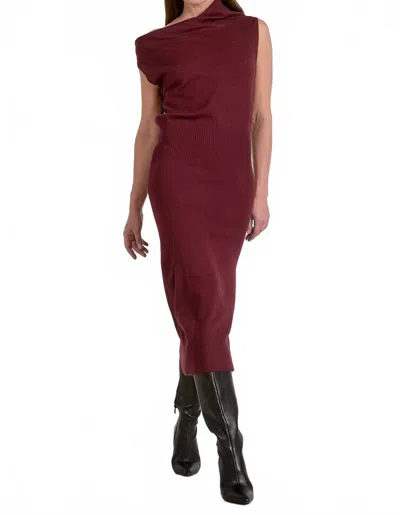 Elan Off One Shoulder Midi Dress In Red