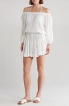Elan Off The Shoulder Long Sleeve Cover-up Dress In White