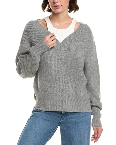 Elan Off-the-shoulder Wool-blend Sweater In Gray