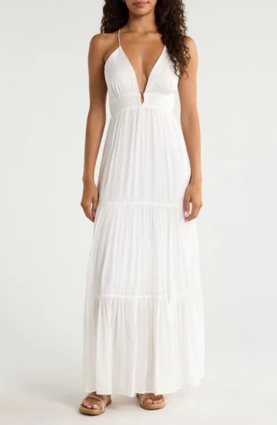 Elan Open Back Maxi Cover-up Dress In White