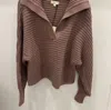 Elan Open Collar Sweater In Plum In Pink