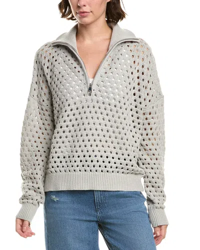 ELAN ELAN OPEN KNIT 1/2-ZIP FUNNEL SWEATER