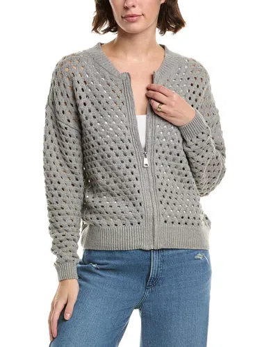 Elan Open Knit Cardigan In Gray