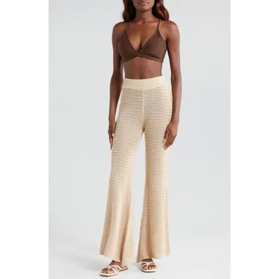 Elan Open Knit Cover-up Pants In Natural