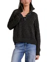 Elan Open Knit Half Zip Sweater In Black