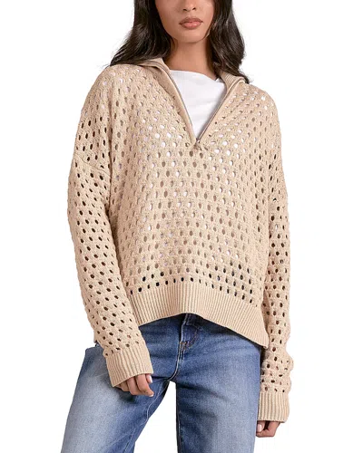 Elan Open Knit Half Zip Sweater In Neutral
