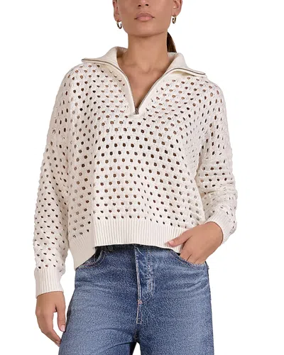 Elan Open Knit Half Zip Sweater In Neutral