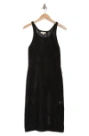 Elan Open Knit Midi Cover-up Tank Dress In Black