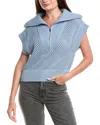 Elan Open Knit Polo Sweater In Blue
