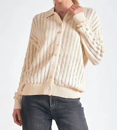 Elan Open Knit Sweater In Beige